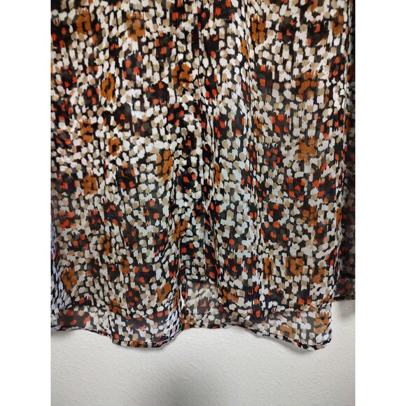 Lane Bryant Black Brown Red Abstract Sleeveless Sheer Button Front Top Size 24 - Picture 8 of 9